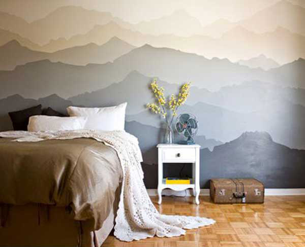 Pintura mural, horizonte en la pared. • Isaval